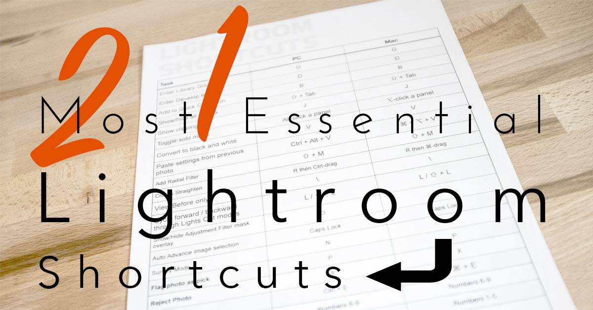 21 Essential Adobe Lightroom Shortcuts - Free Download