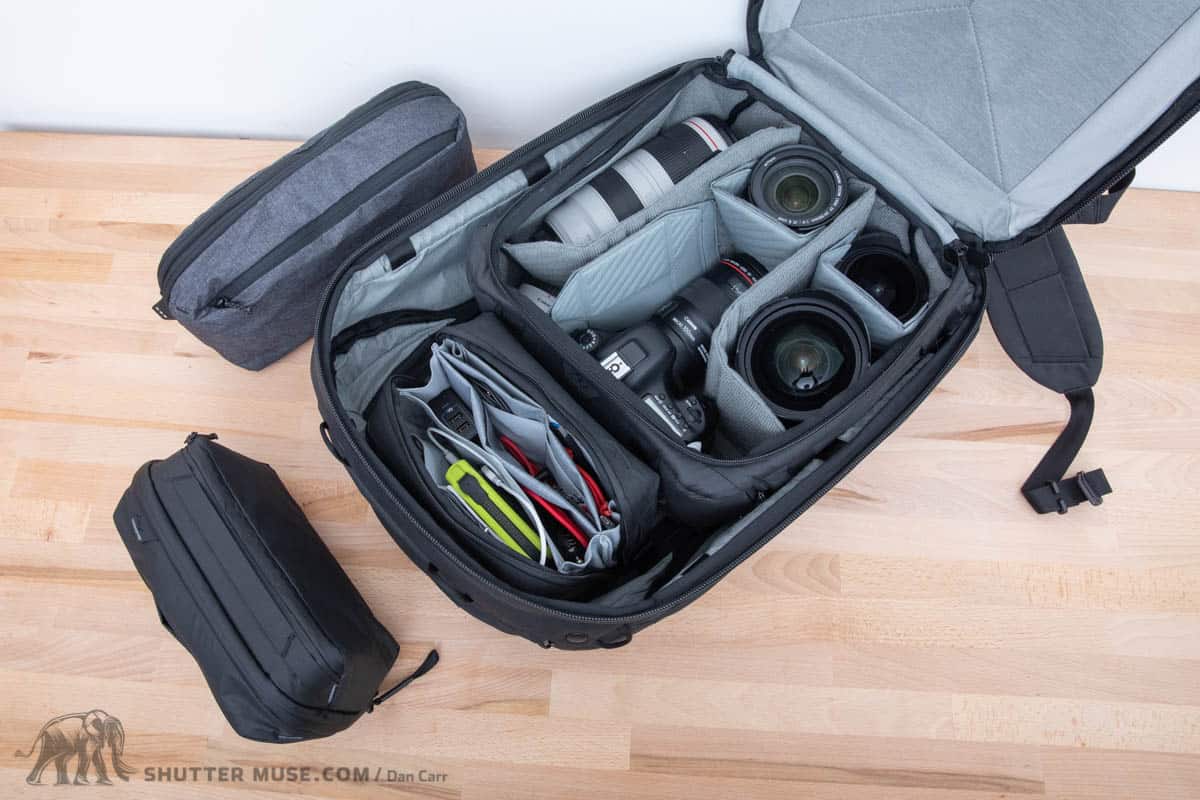 travel backpack with camera compartment