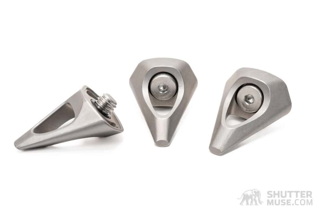 Peak Design spike feet for the Pro Tripod series on a white background.